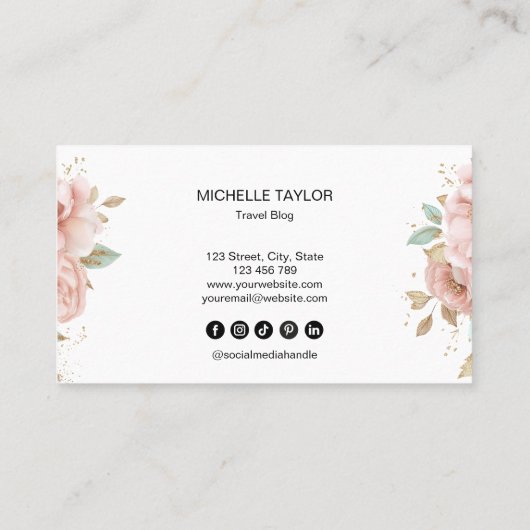 Carte De Visite Agence de Voyage rose Blog Blue World Map (Dos)