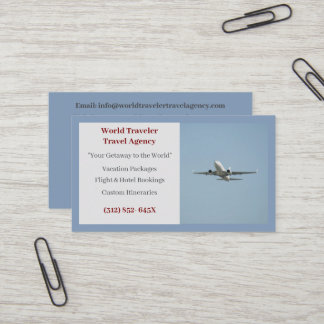 Carte De Visite Agence de voyages d'avion Blue Agent