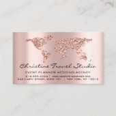 Carte De Visite Agence de voyages Earth Globe Rose Parties scintil (Devant)