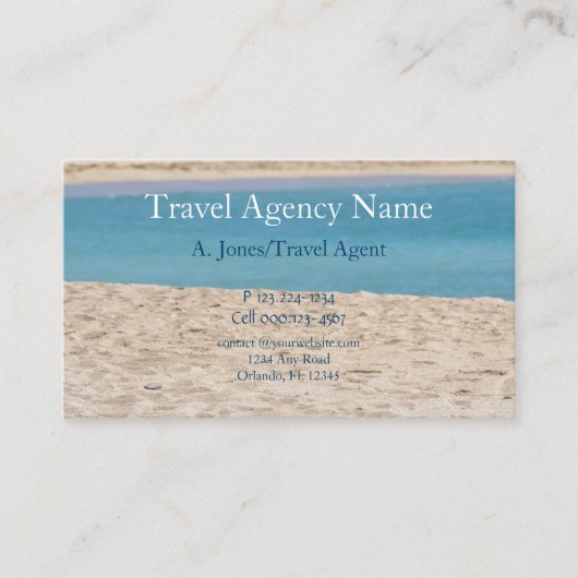 Carte De Visite Agence de voyages, plage et sable (Devant)