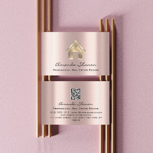 Carte De Visite Agent courtier immobilier professionnel Rose Gold 
