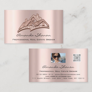 Carte De Visite Agent courtier immobilier professionnel Rose Photo