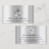 Carte De Visite Agent courtier immobilier professionnel Silver QR (Devant / Derrière)