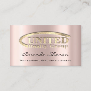 Carte De Visite Agent courtier immobilier Rose Gold Logo personna