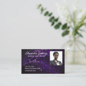 Carte De Visite Agent d'assurance photo Parties scintillant violet (Debout devant)