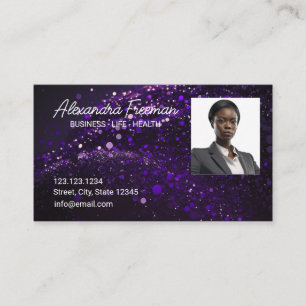Carte De Visite Agent d'assurance photo Parties scintillant violet