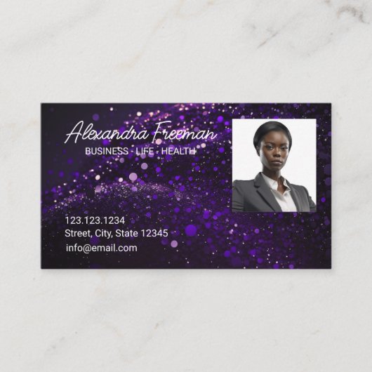 Carte De Visite Agent d'assurance photo Parties scintillant violet (Devant)