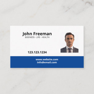 Carte De Visite Agent d'assurance photo simple bleu et blanc