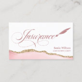 Carte De Visite Agent d'assurance professionnelle élégant Blush Pi (Devant)