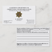 Carte de visite Agent de libération conditionnelle (Devant / Derrière)