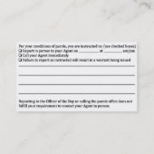 Carte de visite Agent de libération conditionnelle (Dos)