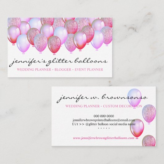 Carte De Visite Agent de l'organisation de Parties scintillant du  (Devant / Derrière)