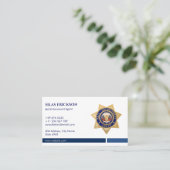 Carte De Visite Agent de mise en oeuvre | Élégant Bouclier bleu (Debout devant)