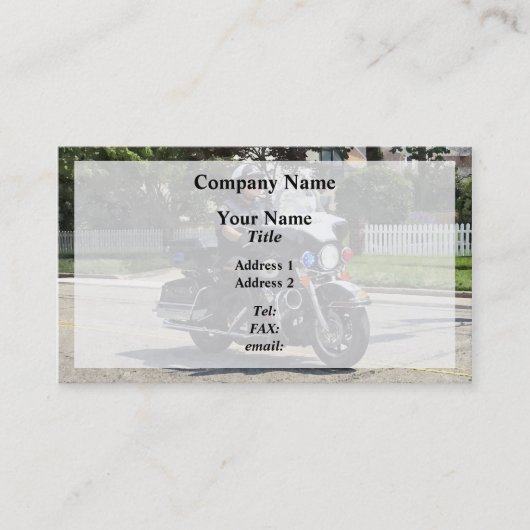 Carte De Visite Agent de police à moto (Devant)