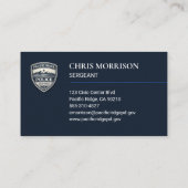 Carte De Visite Agent de police bleu marine (Dos)