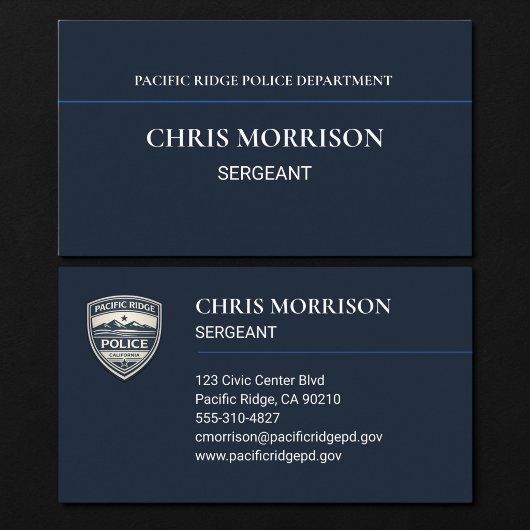 Carte De Visite Agent de police bleu marine