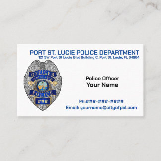 Carte De Visite Agent de police de Port St. Lucie PSLPD voiture d'