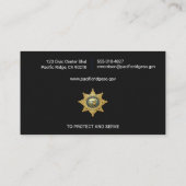 Carte De Visite Agent de police détective Exécution de la loi (Dos)