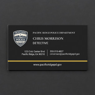 Carte De Visite Agent de police Exécution de la loi Noir Or