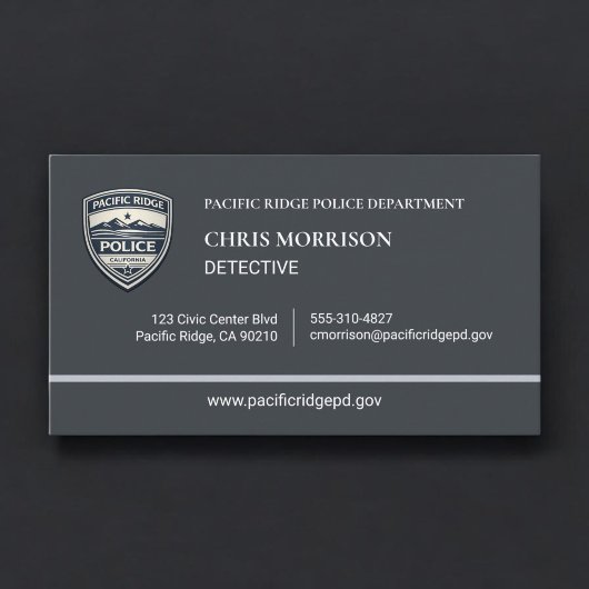 Carte De Visite Agent de police moderne Force de l'ordre