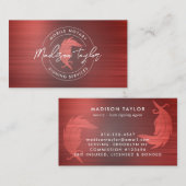 Carte De Visite Agent De Prêt Notaire Bourgogne Rouge Brossé Quill (Devant / Derrière)