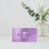 Carte De Visite Agent De Prêt Notaire Glam Violet Brossé Quill Mét (Debout devant)