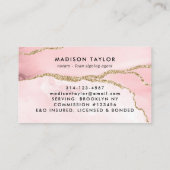 Carte De Visite Agent de prêt notaire Pink Gold Marble Agate Monog (Dos)