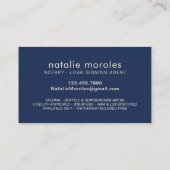 Carte De Visite Agent de prêt public notaire Modern Marine & Gold (Dos)