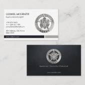 Carte De Visite Agent de récupération fugace | Élégant argent noir (Devant / Derrière)