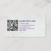 Carte De Visite Agent de récupération fugace | Élégant blanc (Dos)