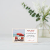 Carte De Visite Agent de sable Agence de Voyage Red Beach Chaises (Debout devant)