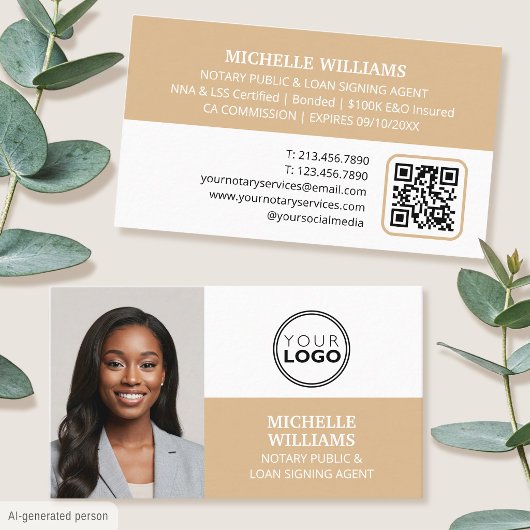 Carte De Visite Agent de signature de notaire Code QR Logo Photo O
