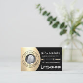 Carte De Visite Agent de signature de notaire mobile Black & Gold  (Debout devant)