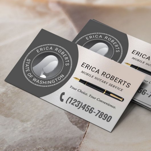 Carte De Visite Agent de signature de notaire mobile Classy Silver