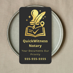 Carte De Visite Agent de signature de notaire mobile luxe noir or