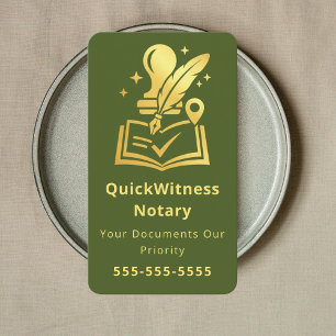 Carte De Visite Agent de signature de notaire mobile Luxe Vert mou
