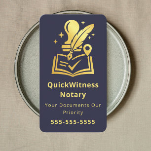 Carte De Visite Agent de signature de notaire mobile Navy or luxe