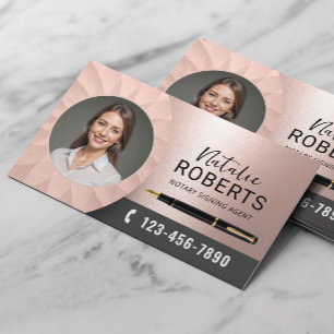 Carte De Visite Agent de signature de notaire mobile Rose Gold Pho
