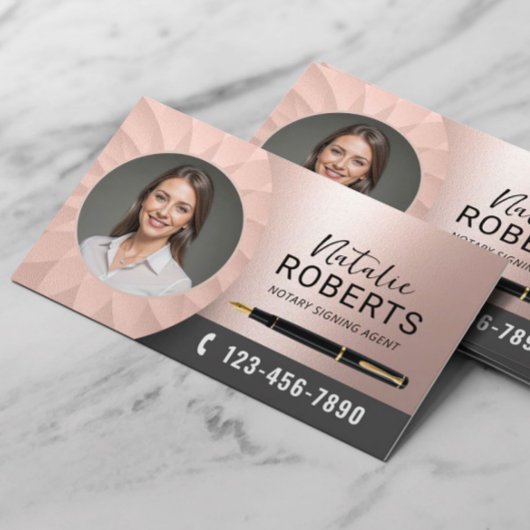 Carte De Visite Agent de signature de notaire mobile Rose Gold Pho