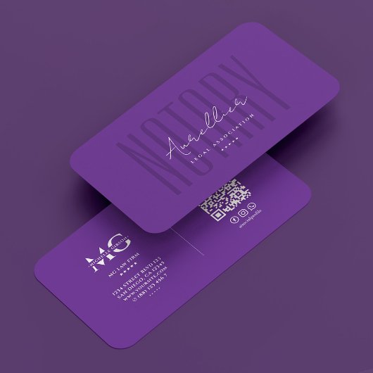 Carte De Visite Agent de signature de notaire mobile Royal Purple 