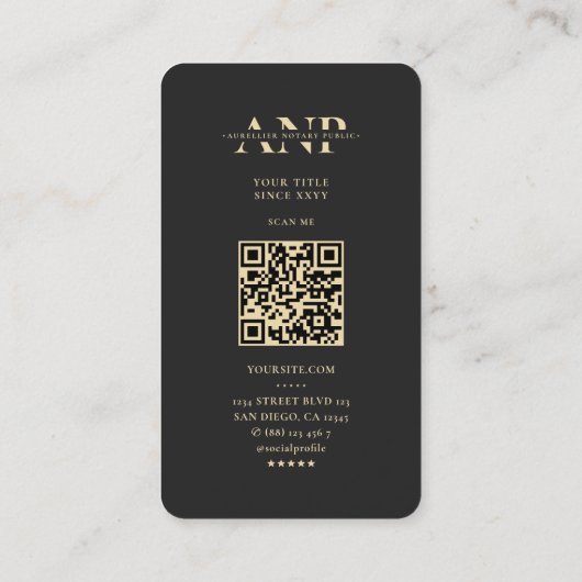 Carte De Visite Agent de signature de notaire moderne Monogramme d (Dos)