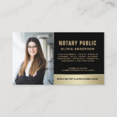 Carte De Visite Agent de signature de notaire Photo Black & Gold (Devant)