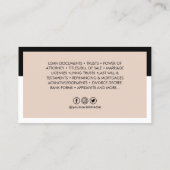 Carte De Visite Agent de signature de notaire photo moderne (Dos)