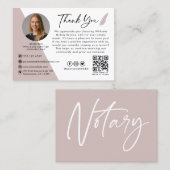 Carte De Visite Agent de signature de notaire photo moderne Merci (Devant / Derrière)