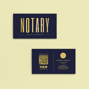 Carte De Visite Agent de signature de notaire public Logo Navy Or