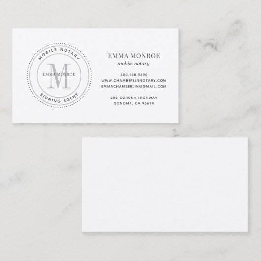 Carte De Visite Agent de signature de notaire simple et portable (Devant / Derrière)