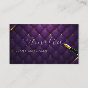 Carte De Visite Agent de signature de prêt de luxe en quilté viole