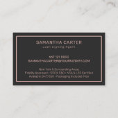 Carte De Visite Agent de signature de prêt de notaire noir rose mo (Dos)