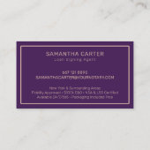 Carte De Visite Agent de signature de prêt de notaire rose violet  (Dos)