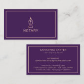 Carte De Visite Agent de signature de prêt de notaire rose violet  (Devant / Derrière)
